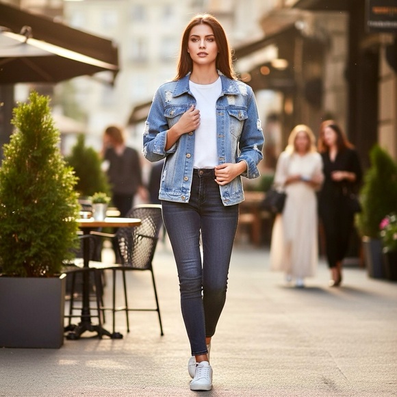 Women’s Denim Jacket Size M Medium - Picture 2 of 16